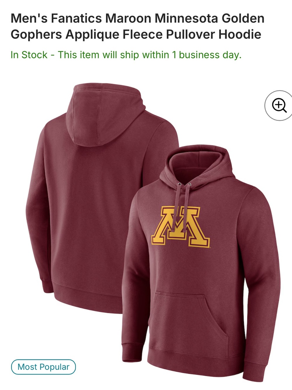 NEW with tags XL MN Gophers hoodie sweatshirt